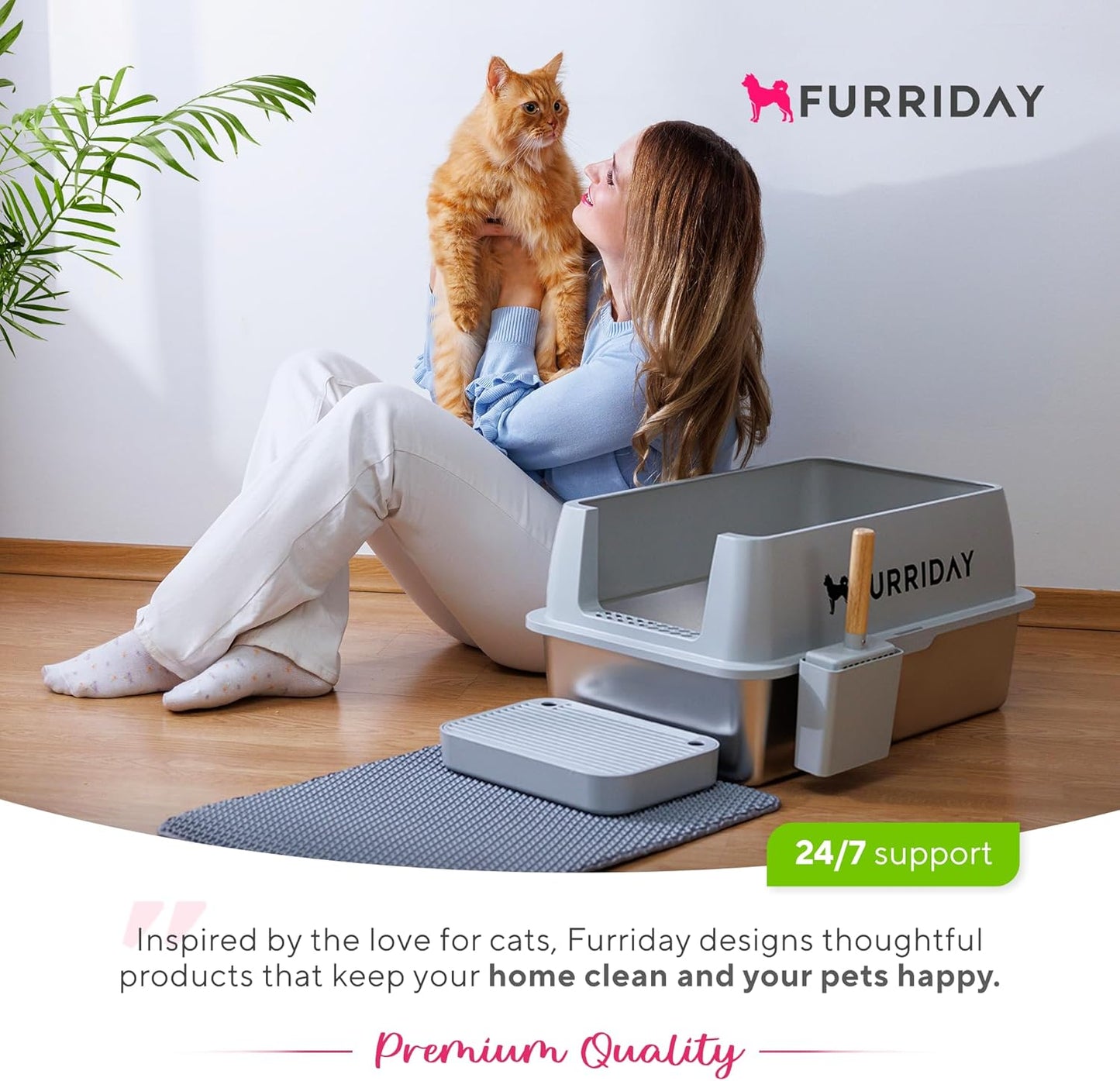 Large Stainless Steel Cat Litter Box XL – Durable Metal Litter Box for Cats, Rust-Resistant, Easy to Clean, Odor Control, Non-Stick Surface