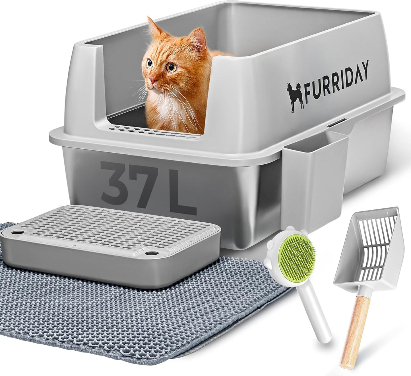 Large Stainless Steel Cat Litter Box XL – Durable Metal Litter Box for Cats, Rust-Resistant, Easy to Clean, Odor Control, Non-Stick Surface