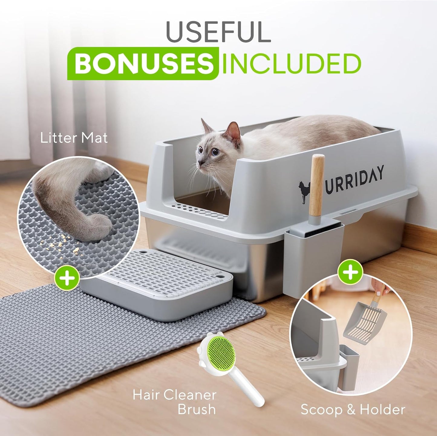Large Stainless Steel Cat Litter Box XL – Durable Metal Litter Box for Cats, Rust-Resistant, Easy to Clean, Odor Control, Non-Stick Surface