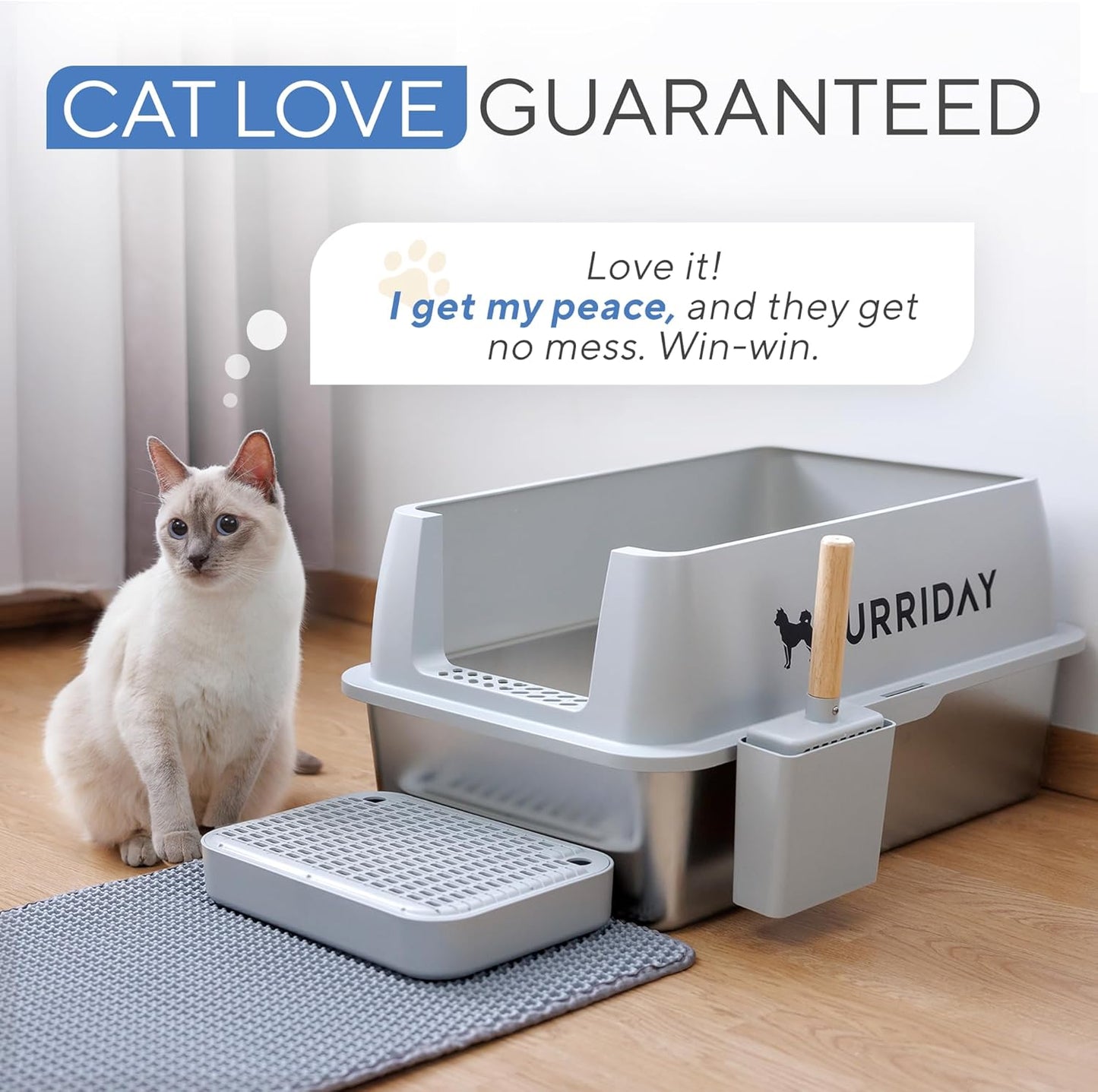 Large Stainless Steel Cat Litter Box XL – Durable Metal Litter Box for Cats, Rust-Resistant, Easy to Clean, Odor Control, Non-Stick Surface