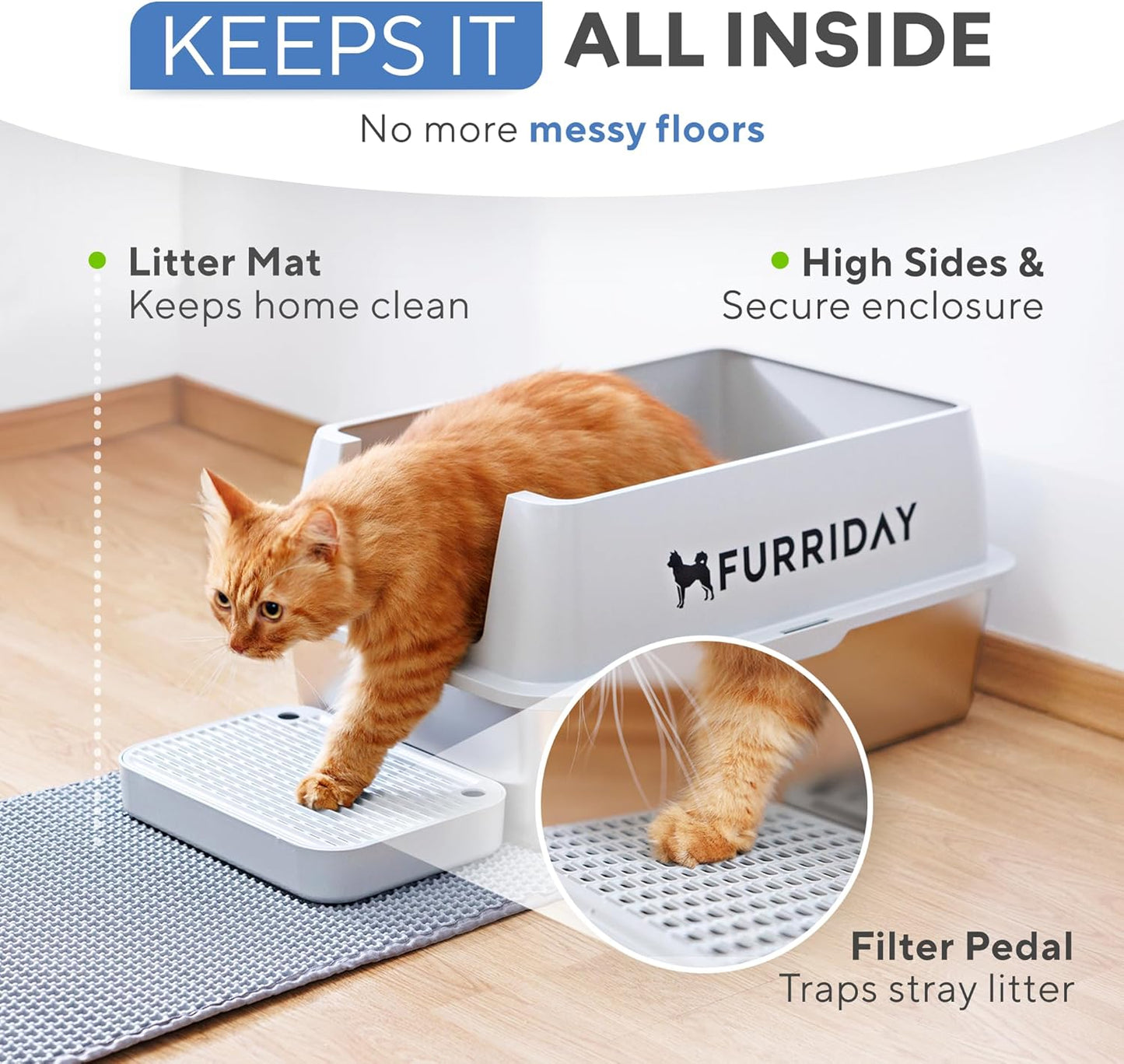 Large Stainless Steel Cat Litter Box XL – Durable Metal Litter Box for Cats, Rust-Resistant, Easy to Clean, Odor Control, Non-Stick Surface